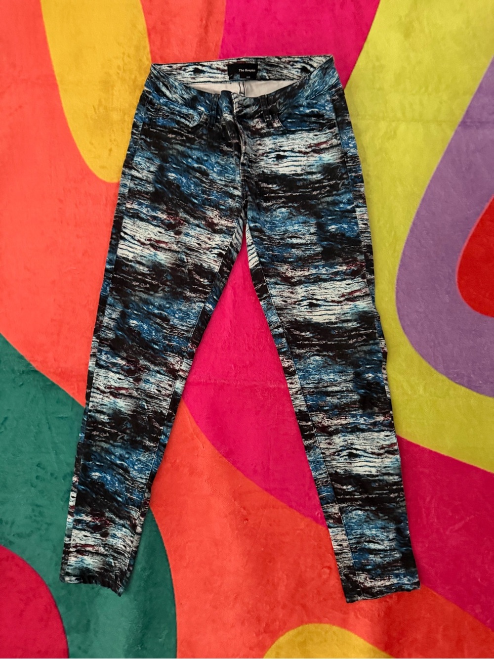 The Kooples Blue & Black Marble-Print Leggings